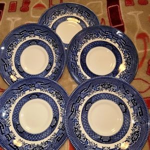 Set of 5! Churchill Blue Willow 5 1/2" Saucer Plate Staffordshire England